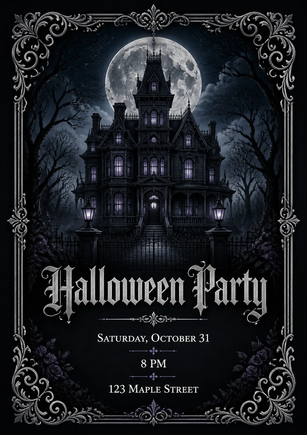 Gothic Victorian Mansion Halloween Invitation