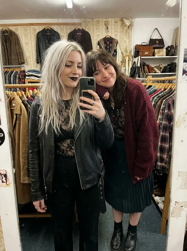 Gothic Vintage Store Couple Mirror Selfie