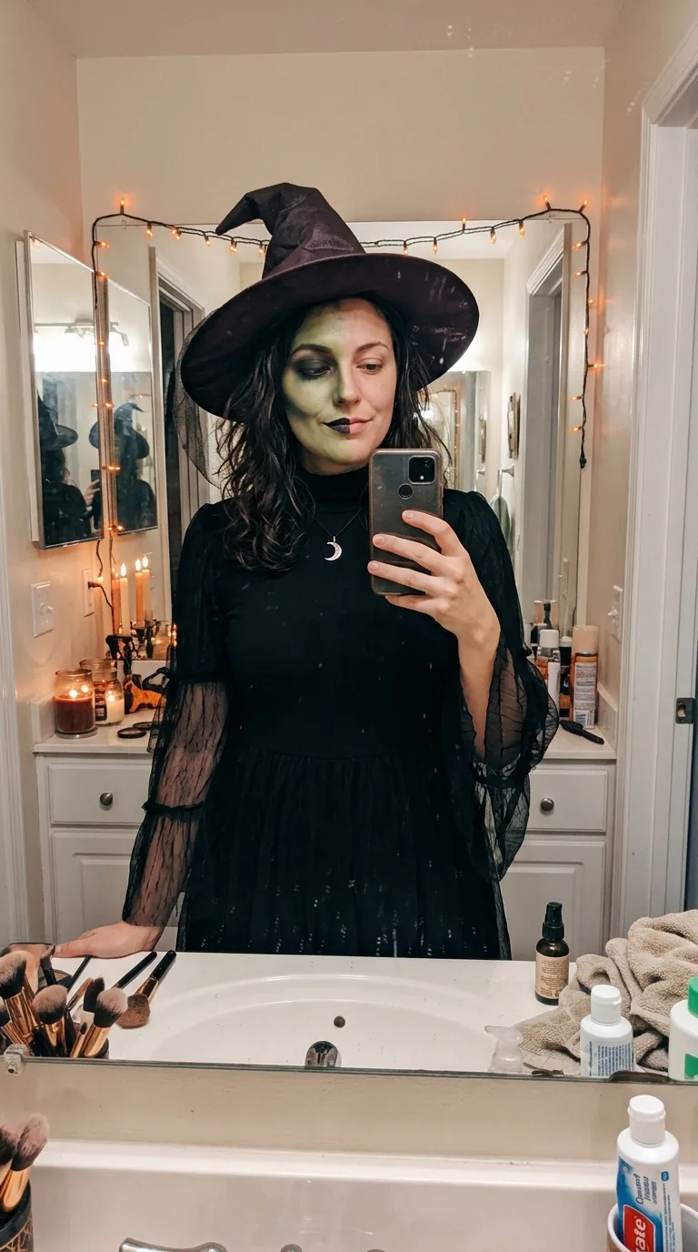 Half-Painted Witch Mirror Selfie