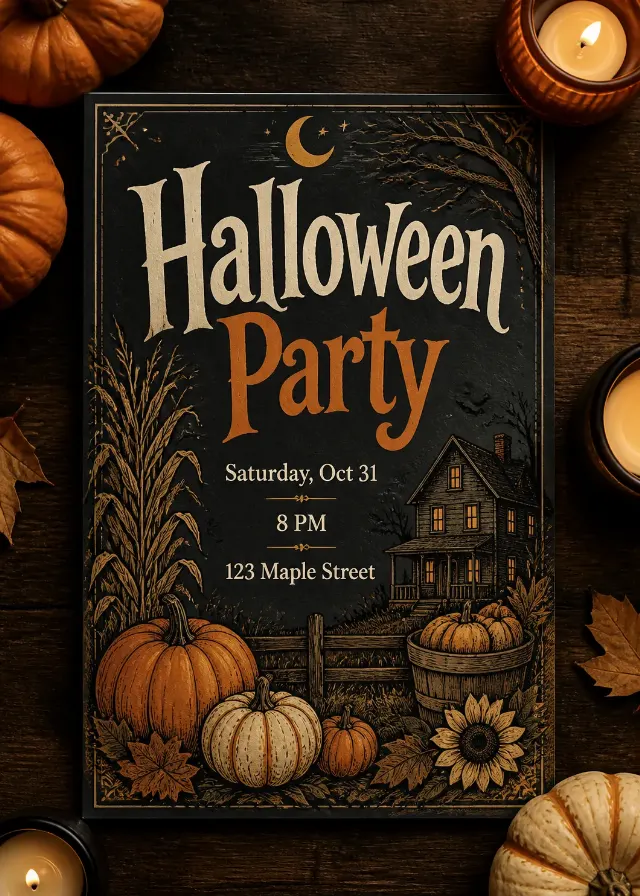 Halloween Flat Lay Party Invitation