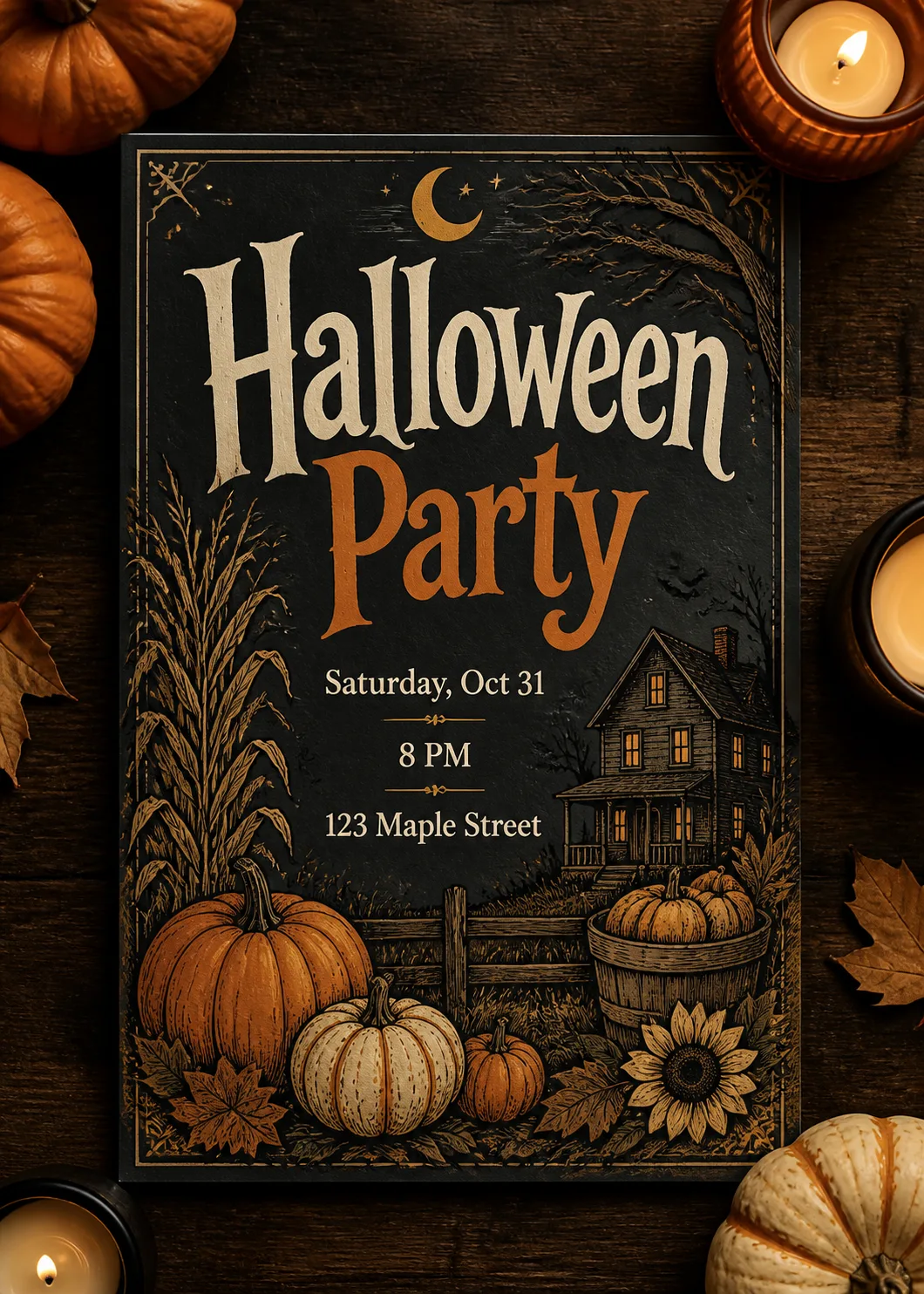 Halloween Flat Lay Party Invitation