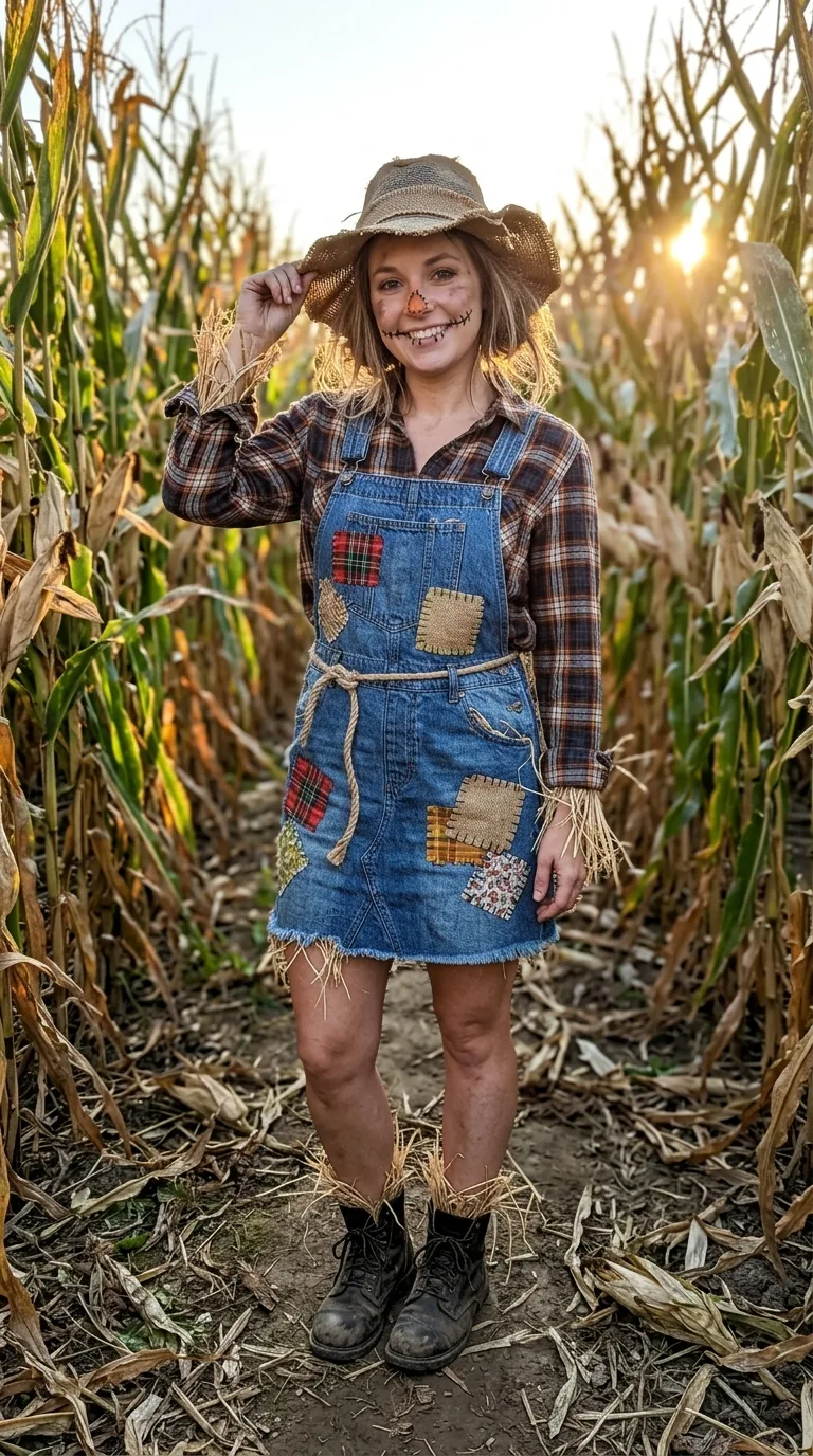 Halloween Scarecrow Costume Sunset Portrait