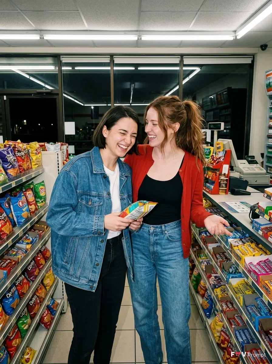 Harsh Flash Convenience Store Couple Photo