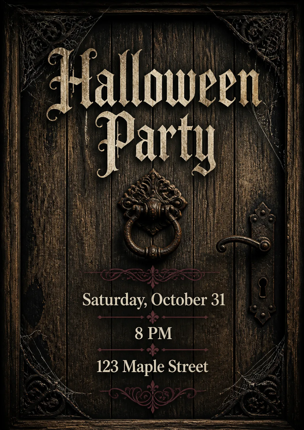 Haunted Wooden Door Halloween Invitation