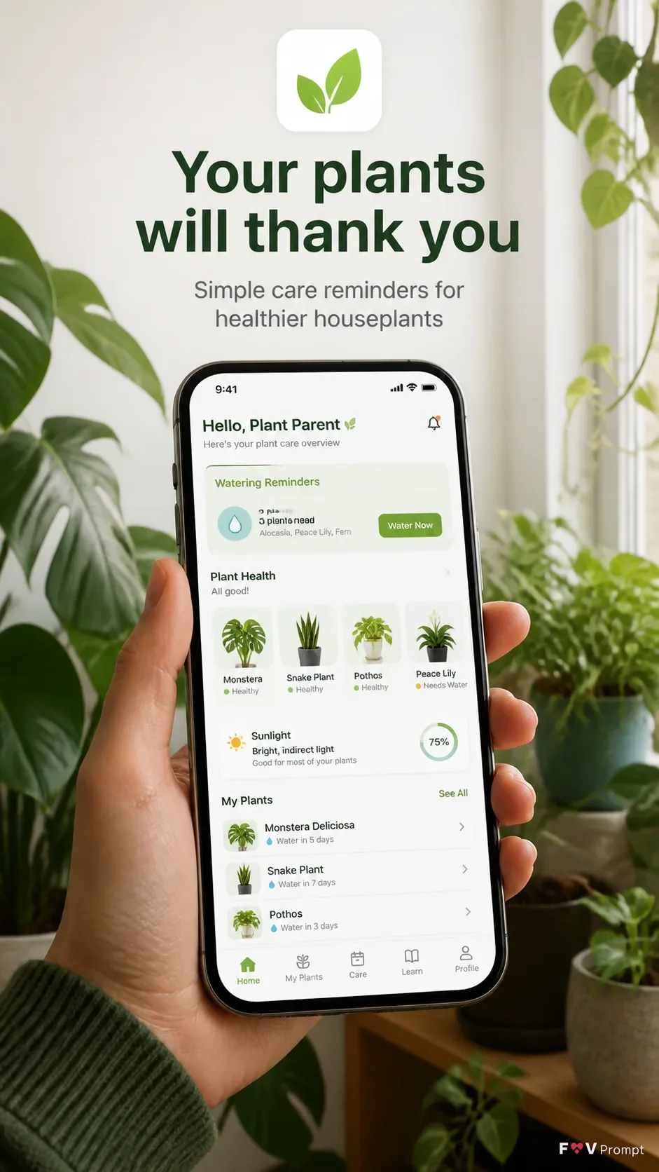 Houseplant Care App Store Screenshot