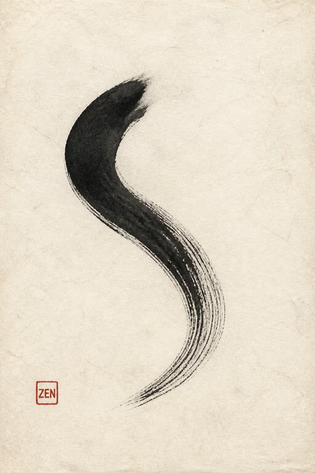 Japandi Ink Brushstroke Wall Art Print