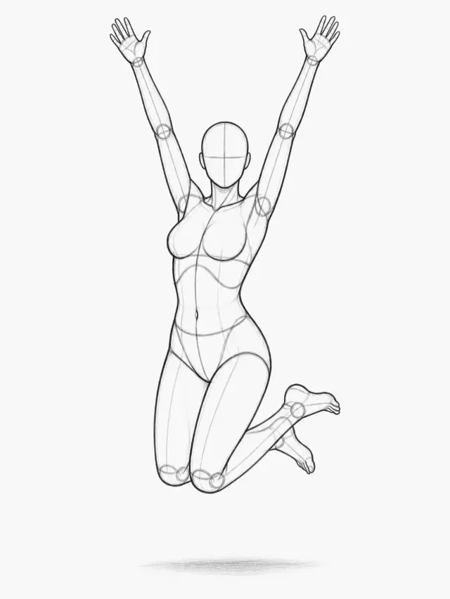 Joyful Jumping Female Figure Reference