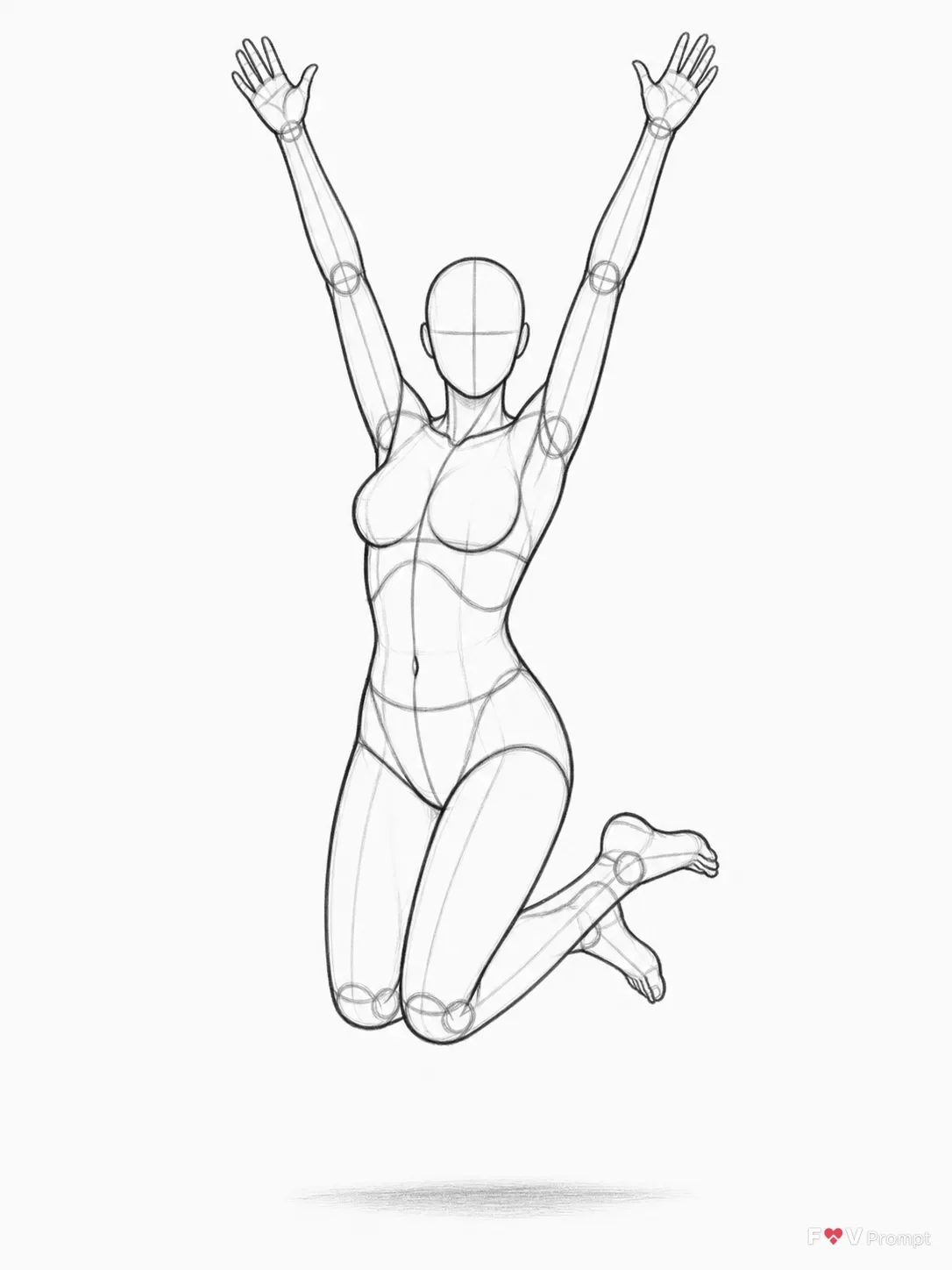 Joyful Jumping Female Figure Reference