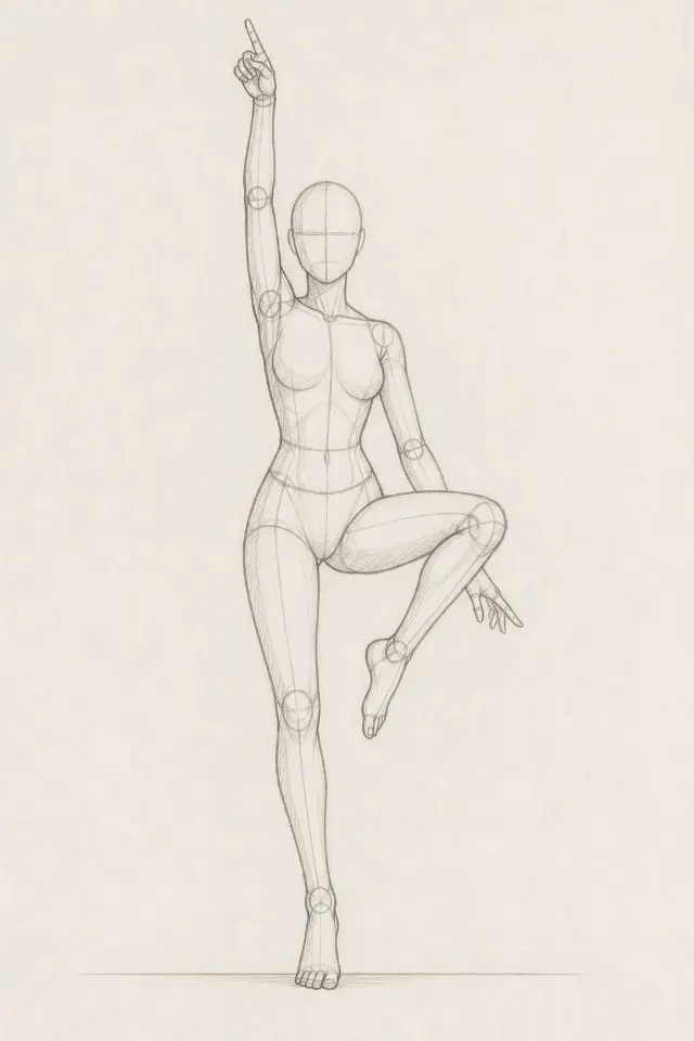 K-Pop Dance Pointing Pose Reference