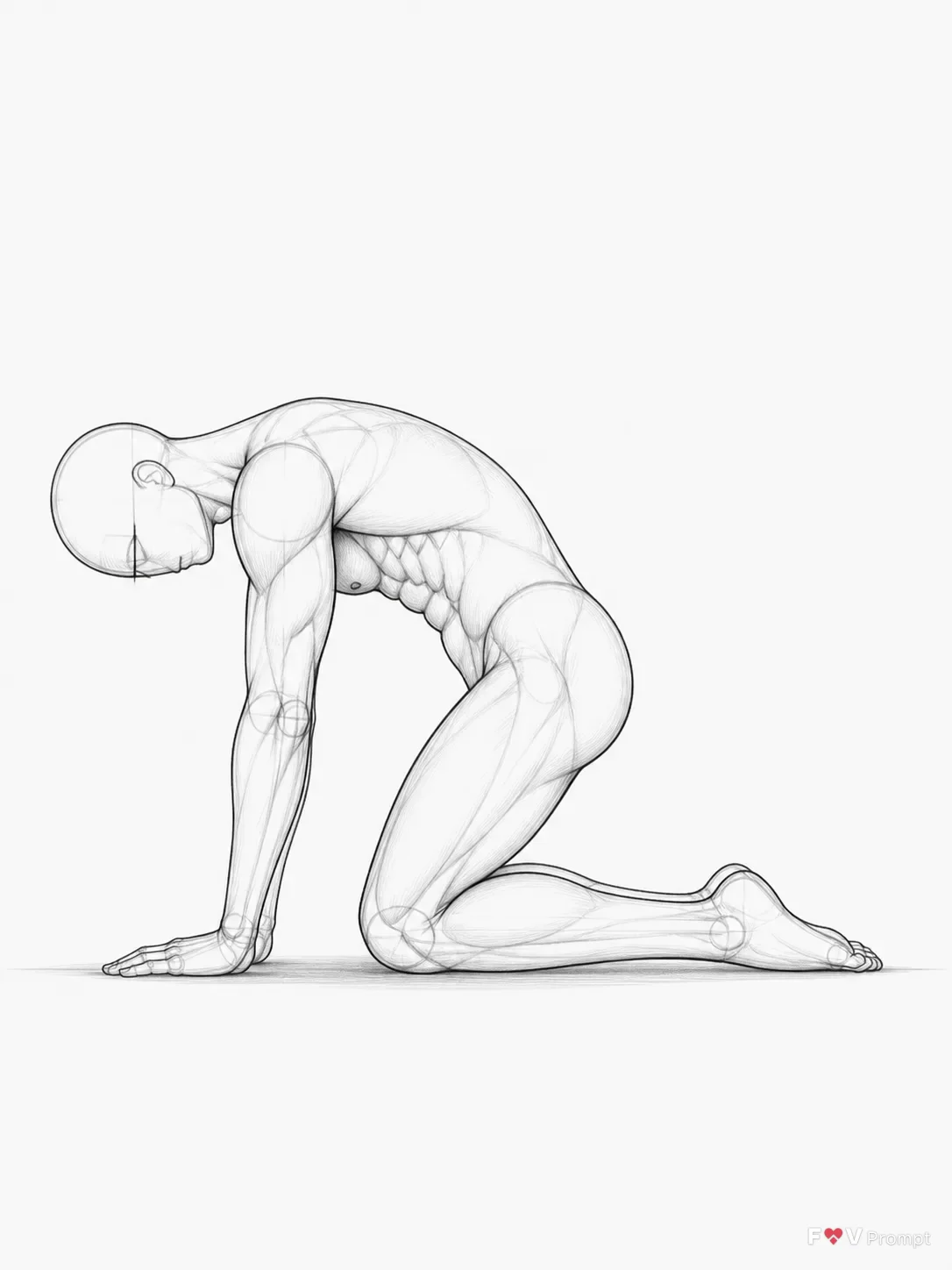 Kneeling Male Figure Pose Reference