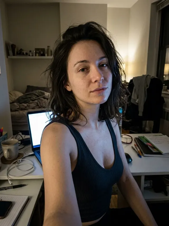 Late Night Desk Selfie Portrait