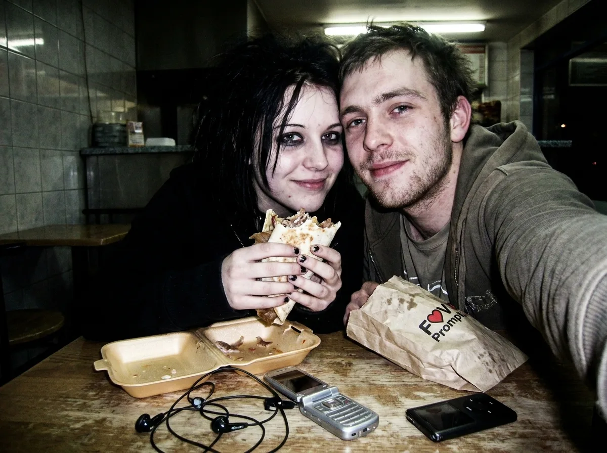 Late-Night Goth Couple VGA Phone Photo