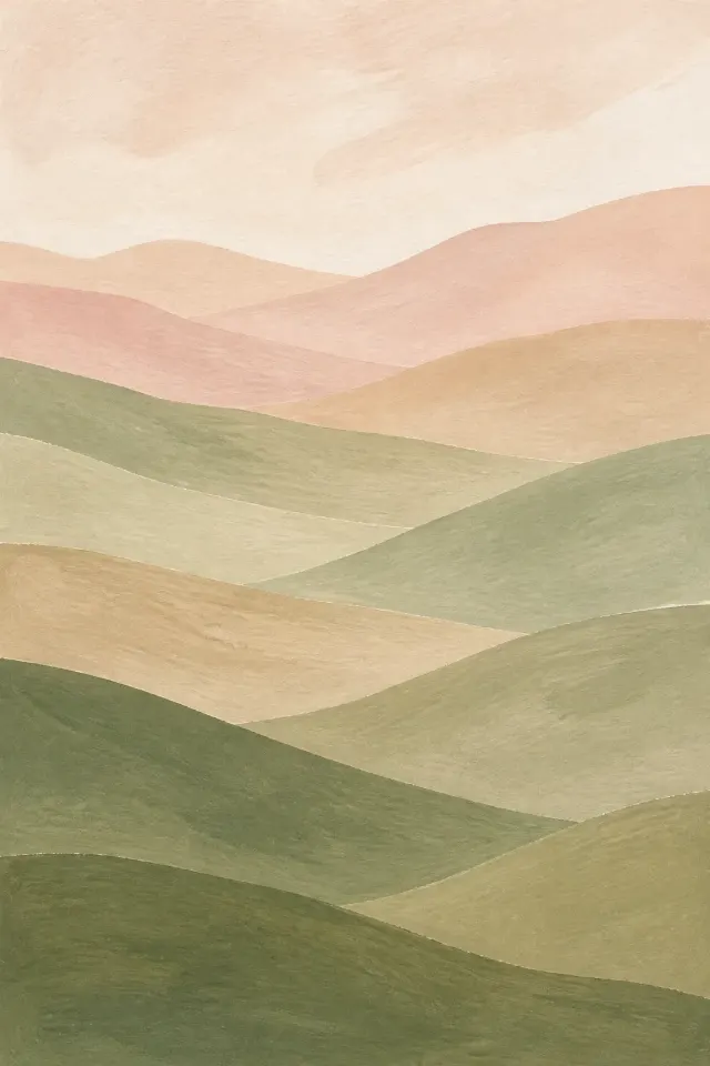 Layered Sage Hills Abstract Art Print