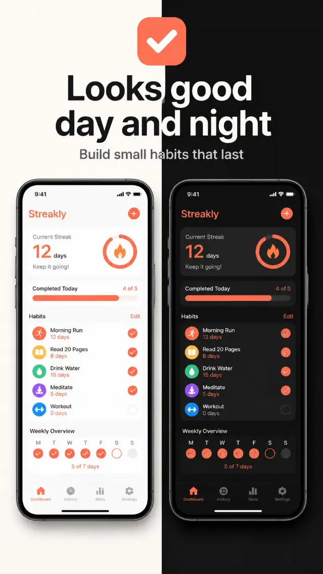 Light And Dark Habit Tracker Screenshots