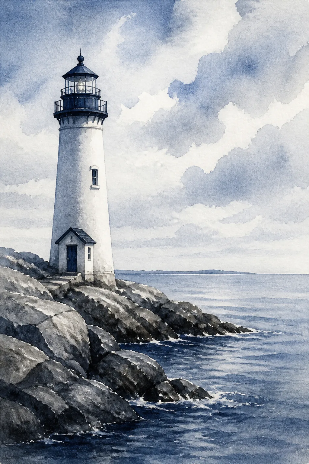Lighthouse Rocky Coast Wall Art Print