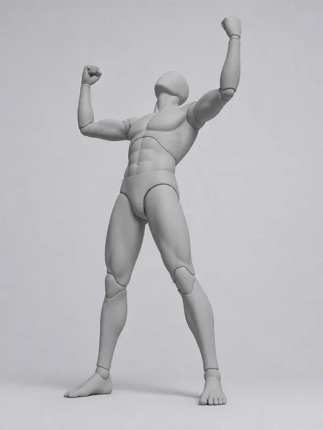 Low Angle Celebrating Male Mannequin Pose