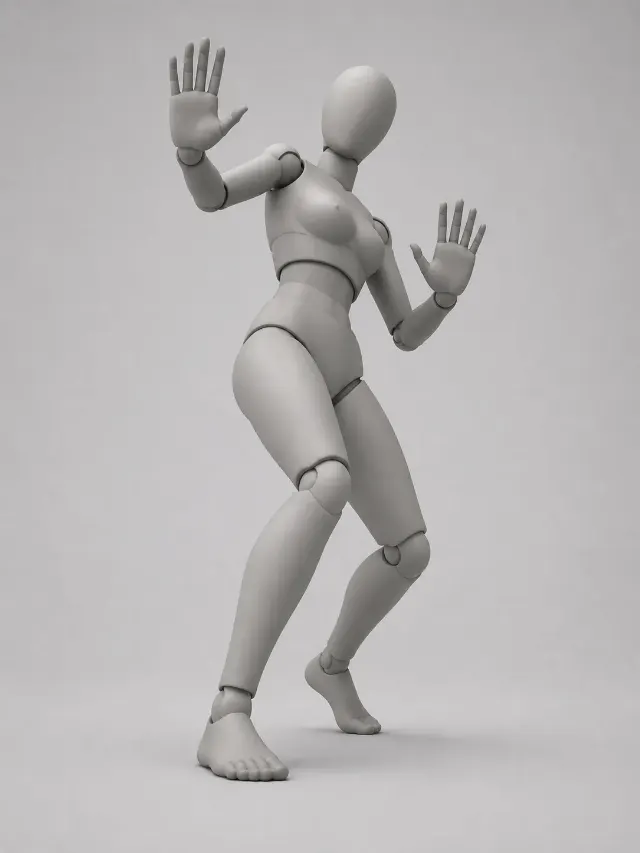 Low Angle Fear Pose Mannequin Reference