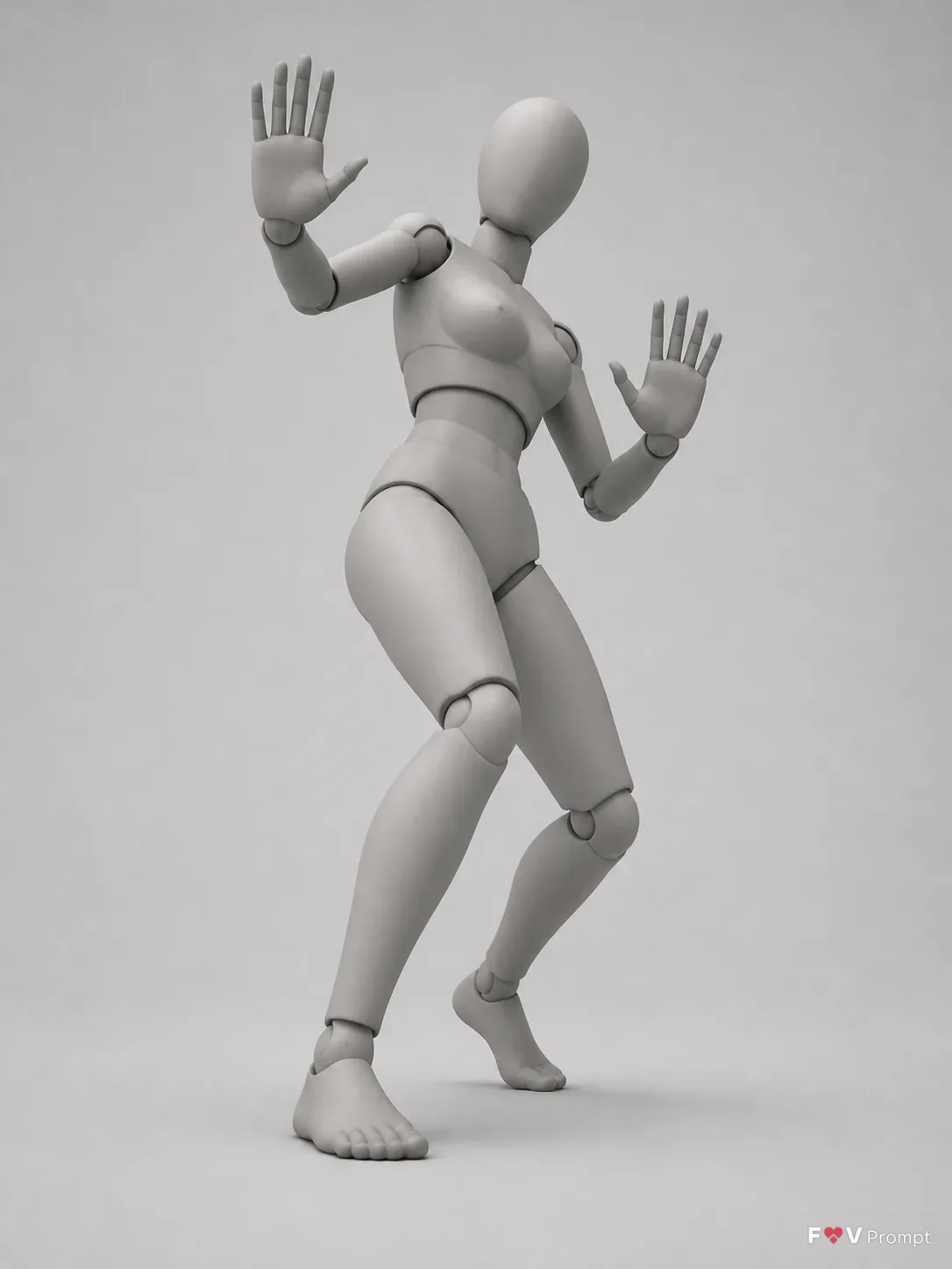 Low Angle Fear Pose Mannequin Reference
