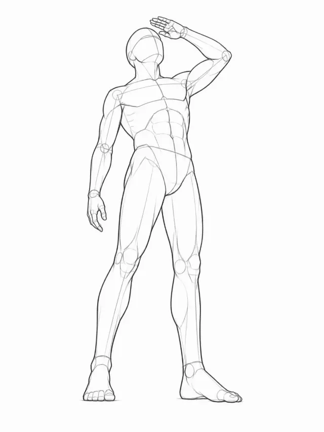 Low Angle Skyward Male Pose Sketch