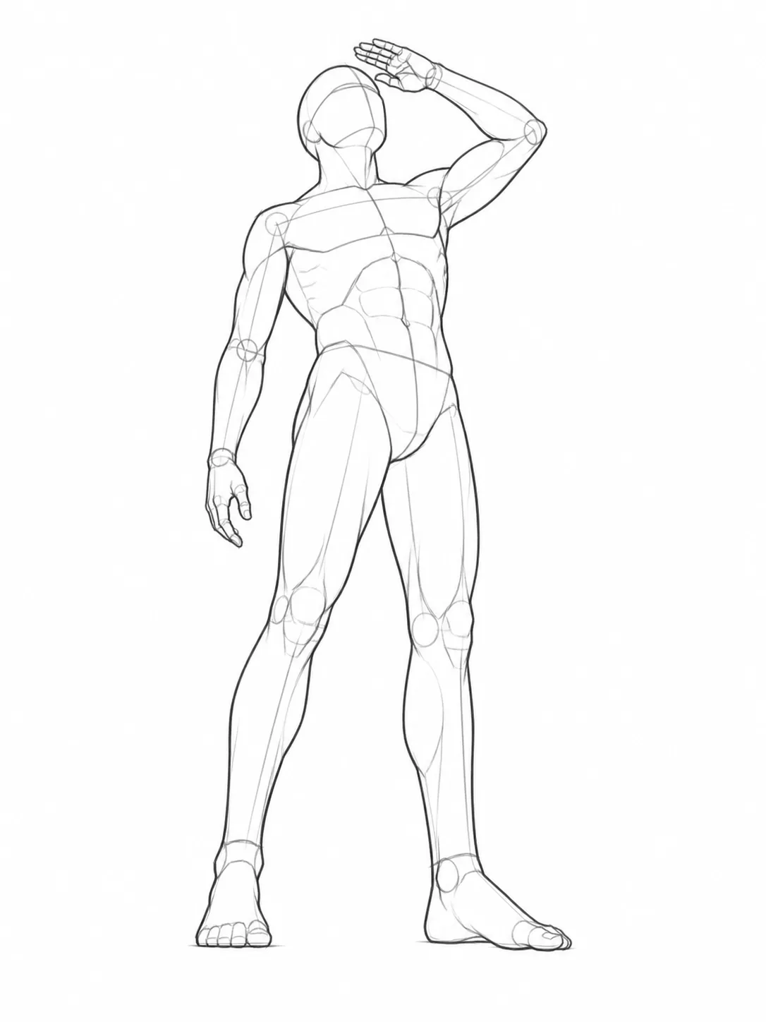 Low Angle Skyward Male Pose Sketch