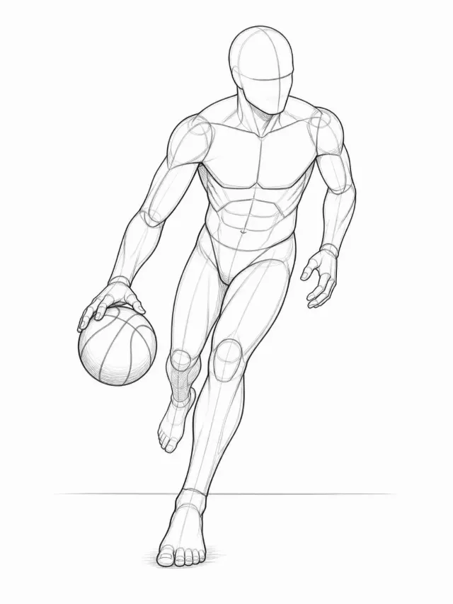 Low Dribble Basketball Pose Sketch