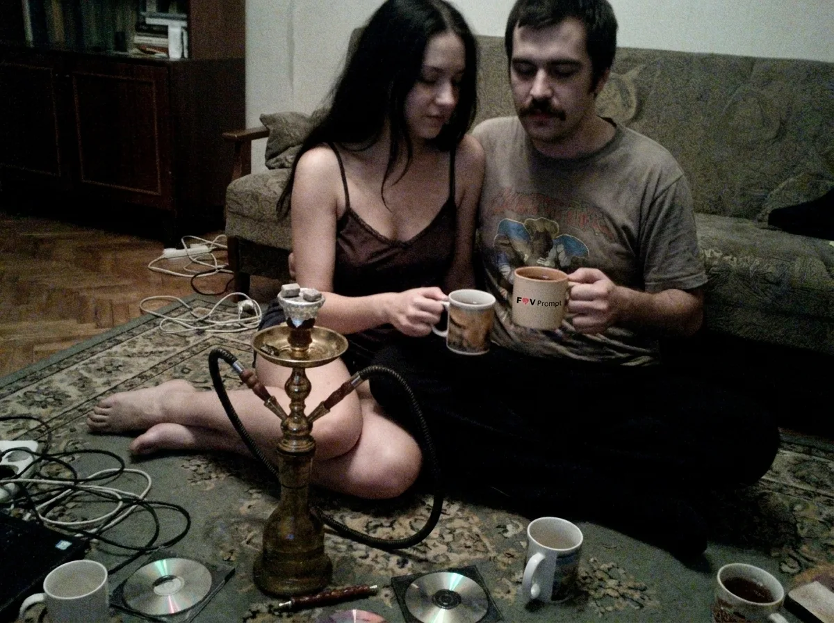 Low Light 2000s Webcam Couple Photo