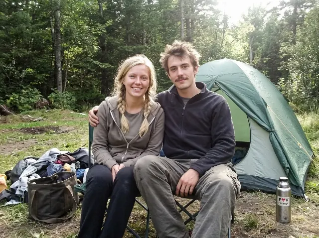 Low-Res 2000s Campsite Couple Photo