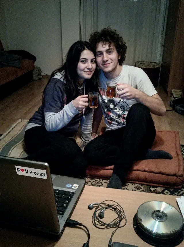 Low Resolution 2000s Couple Webcam Selfie