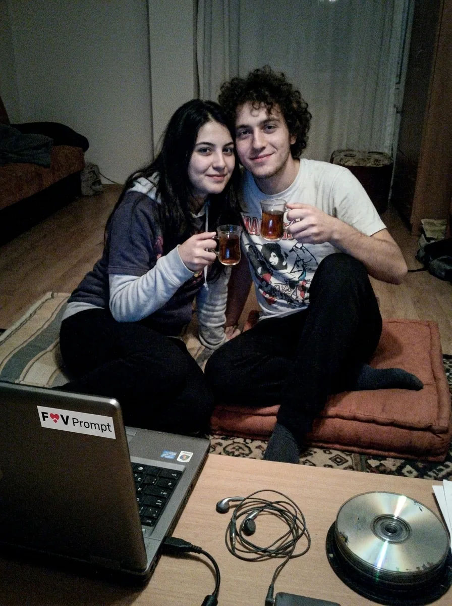 Low Resolution 2000s Couple Webcam Selfie