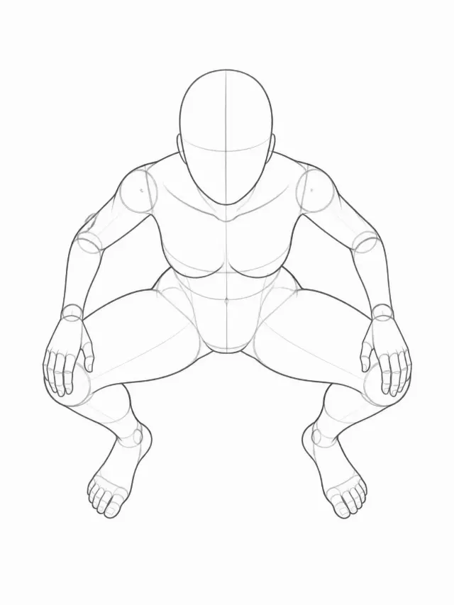 Low Squat Female Figure Pose Reference