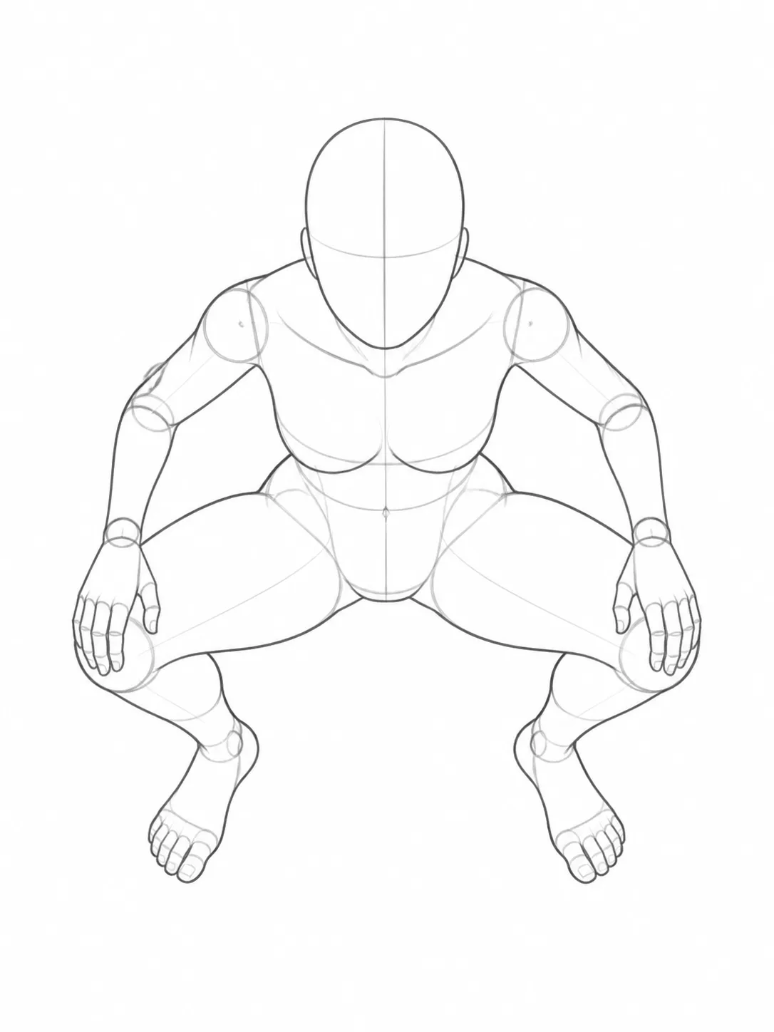 Low Squat Female Figure Pose Reference