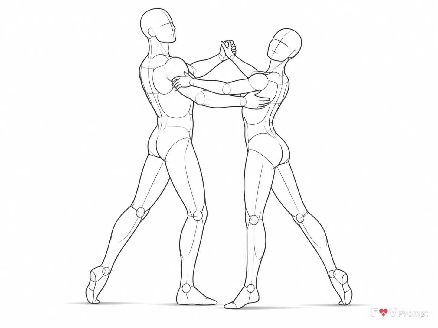 Male And Female Waltz Pose Reference