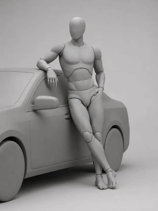 Male Car Leaning Pose Reference