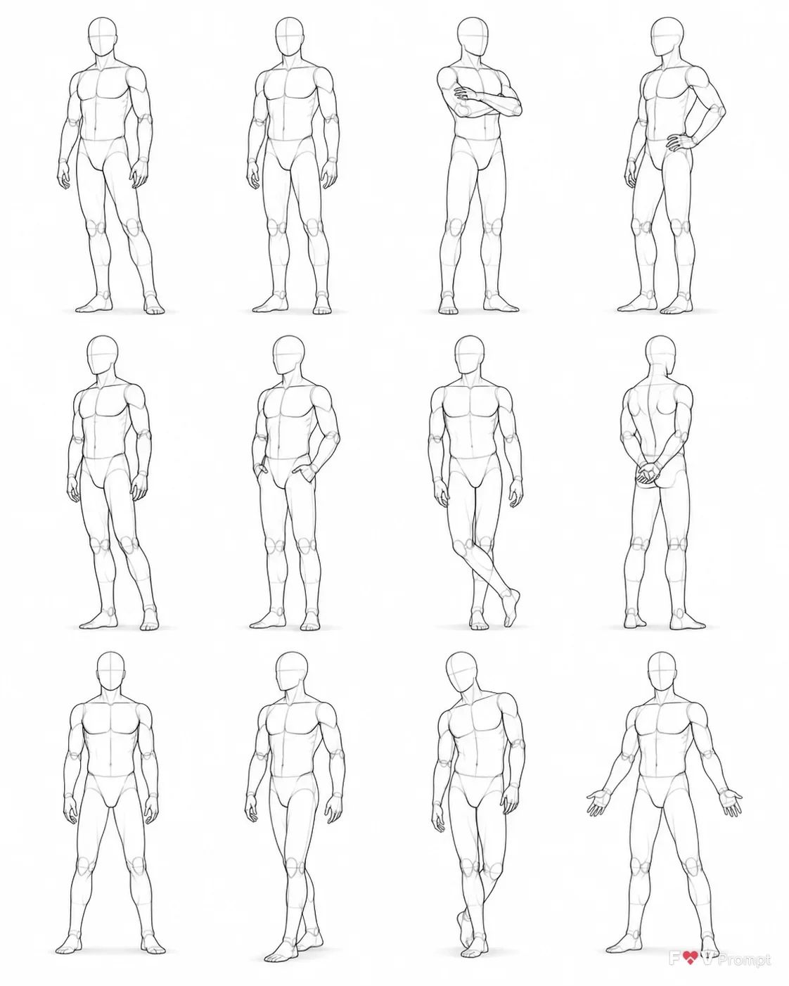 Male Figure Standing Pose Sheet
