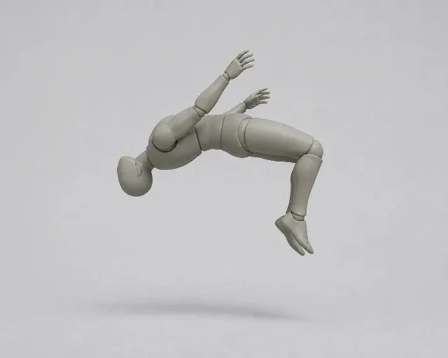 Male Mid-Backflip Side View Mannequin