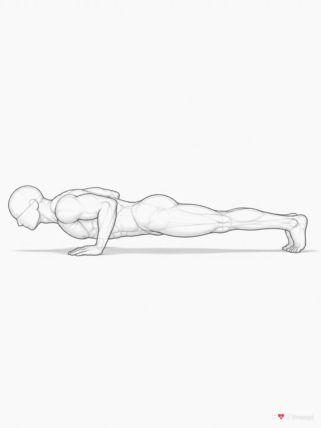 Male Push-Up Pose Reference Sketch