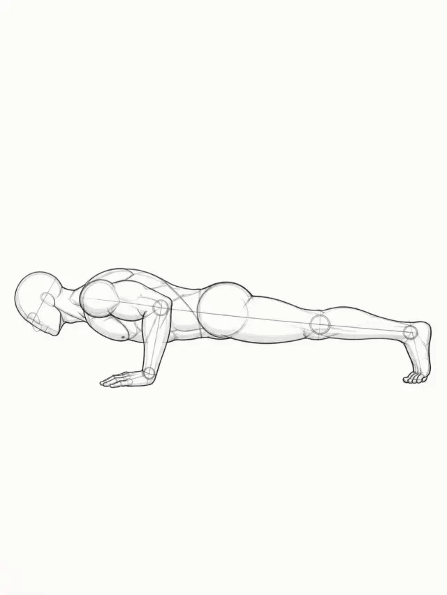 Male Push-Up Side View Pose Sketch