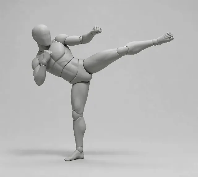 Male Roundhouse Kick Pose Reference