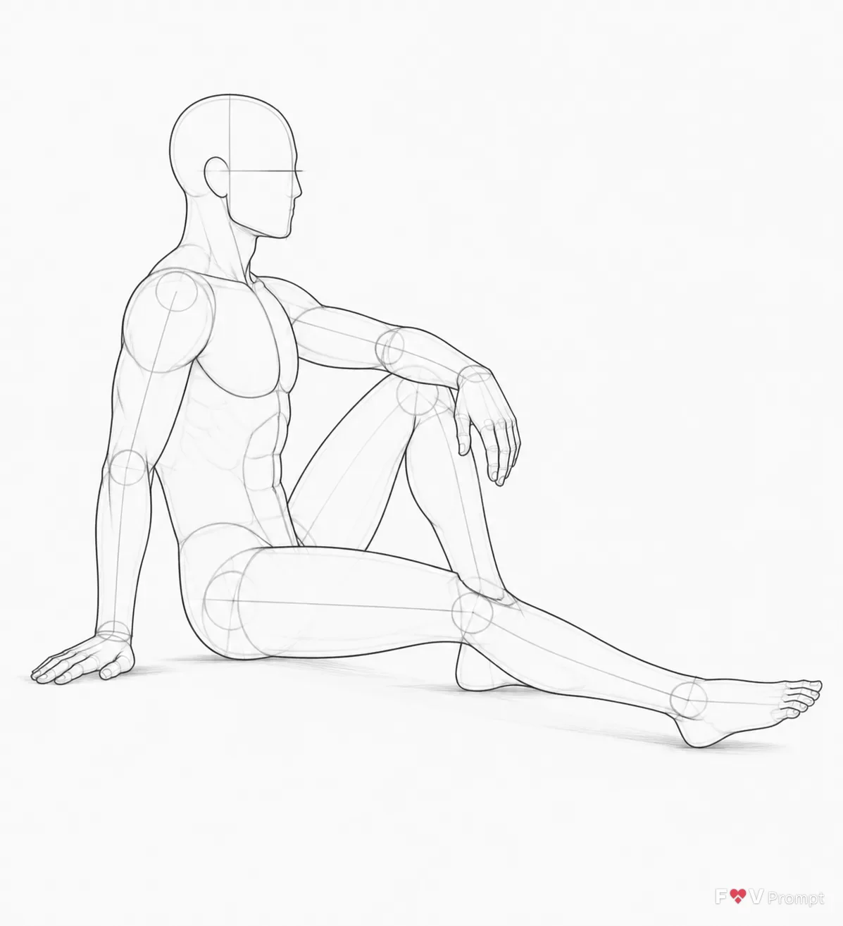 Male Sitting Pose Reference Sketch