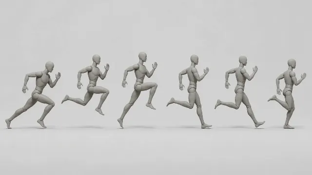 Male Sprint Run Cycle Pose Sheet