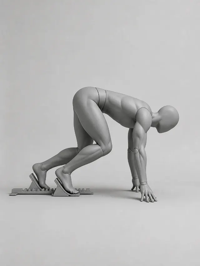 Male Sprint Starting Block Pose Reference