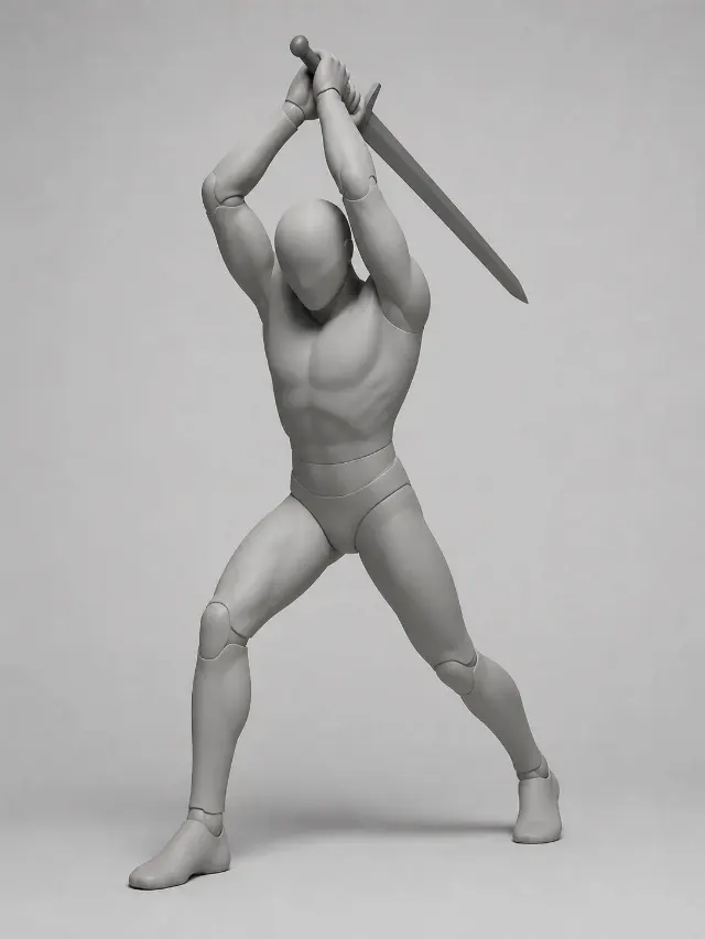 Male Sword Strike Pose Reference