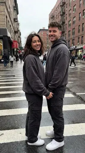 Matching Streetwear Couple Crosswalk Photo