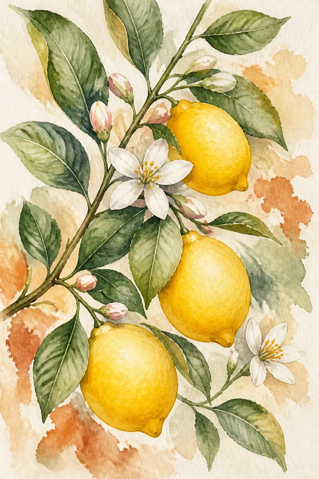 Mediterranean Lemon Branch Watercolor Print