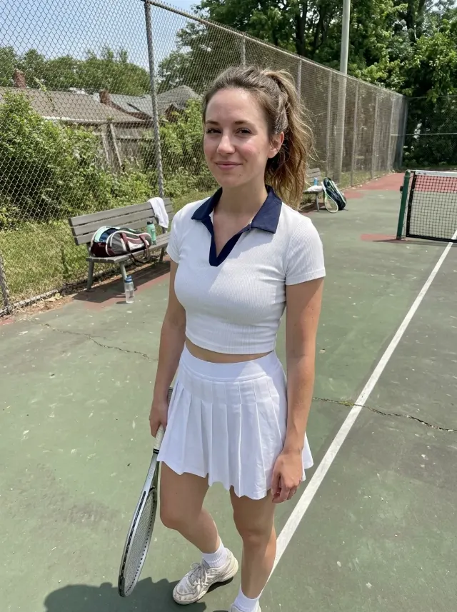 Midday Tennis Court Outfit Candid