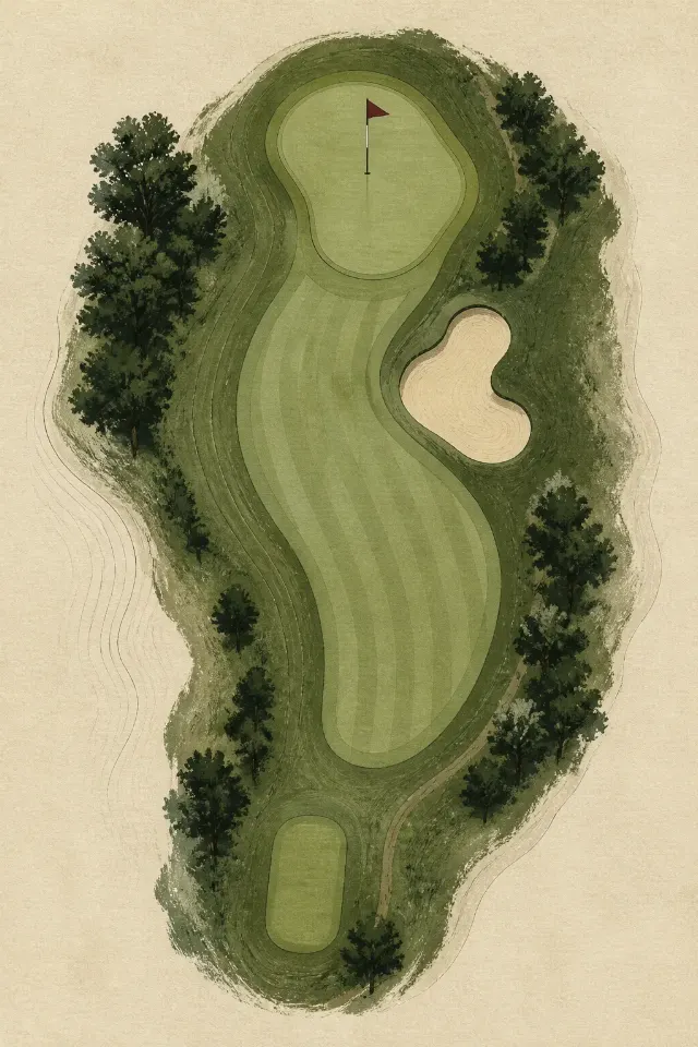 Minimal Golf Course Hole Layout Wall Art