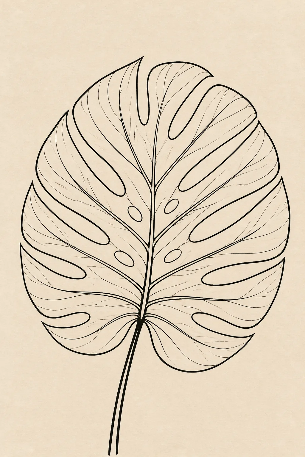Minimal Monstera Leaf Line Art Print