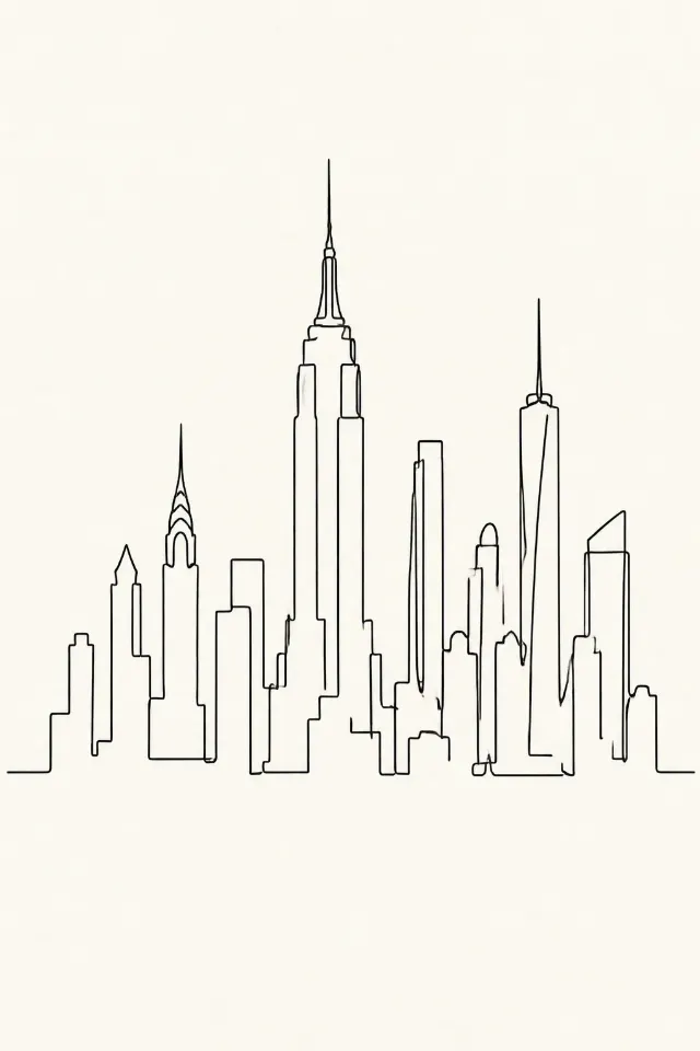 Minimal New York Skyline Line Art Print