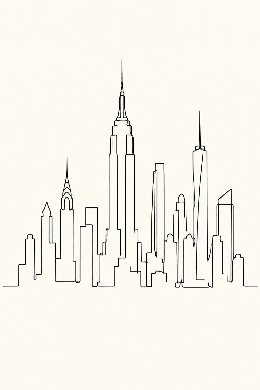 Minimal New York Skyline Line Art Print
