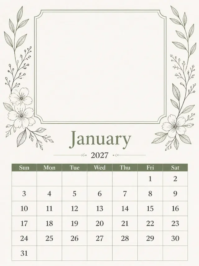 Minimalist 2027 Photo Calendar Page